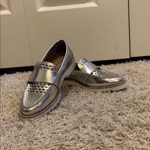 Metallic chunky sole loafers